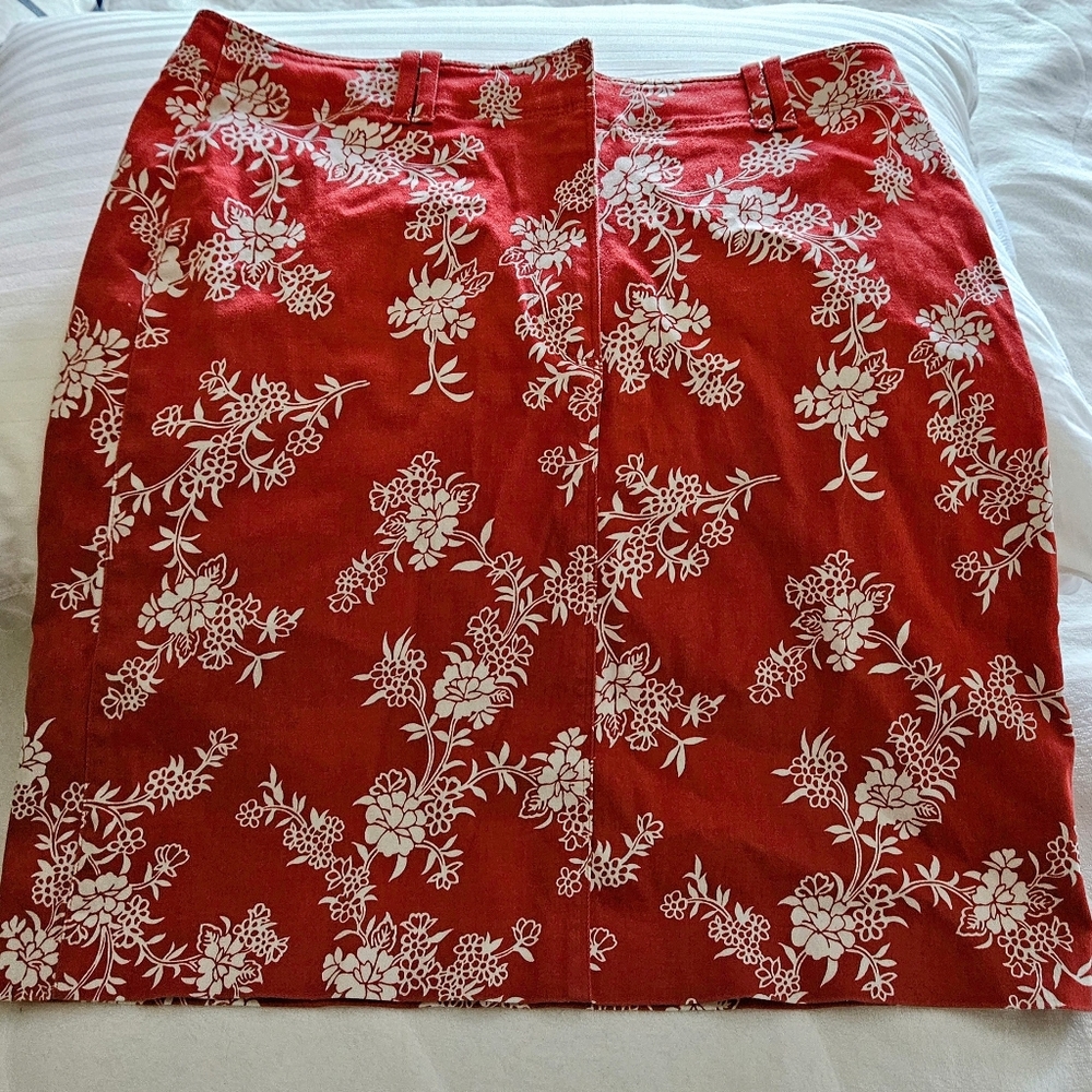 EUC LOFT DENIUM FLORAL SKIRT